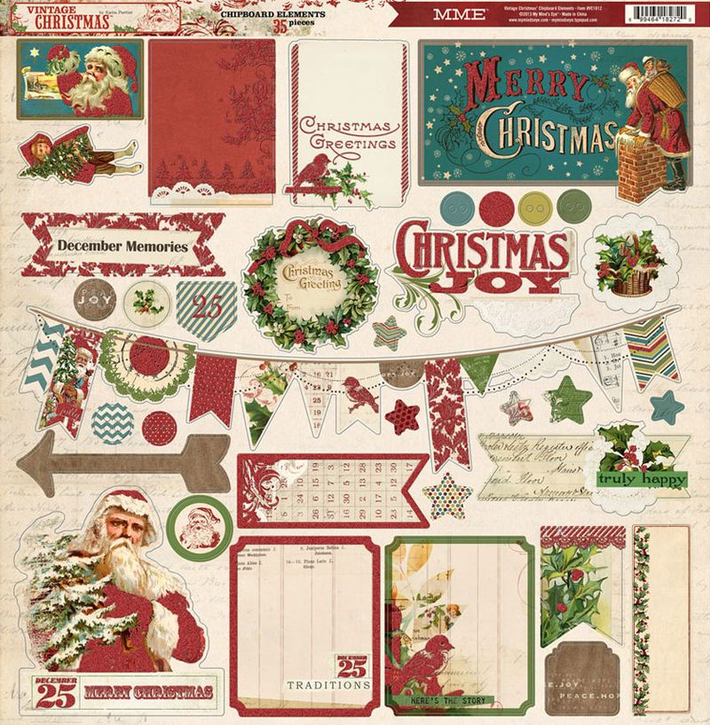 Стикеры с чипборда 30x30 My Mind's Eye Vintage Christmas