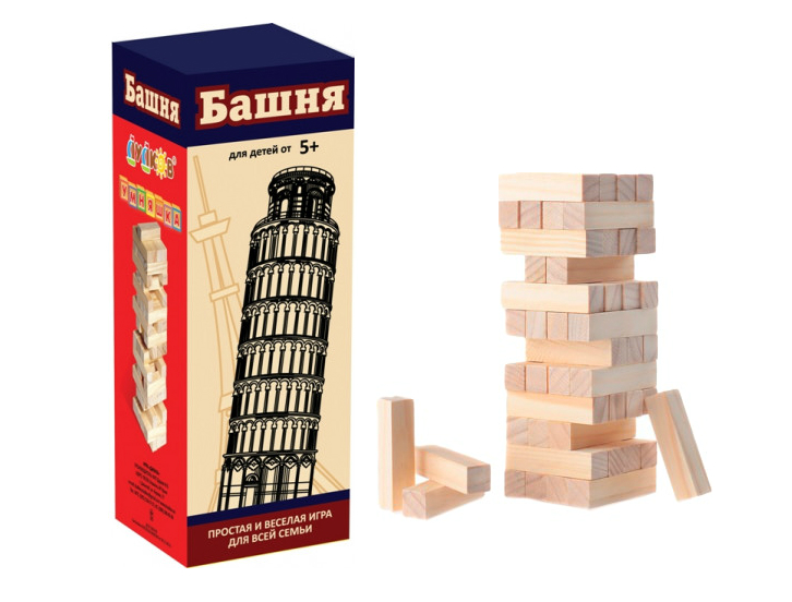Настольная игра "Башня", 44 бруска 20060