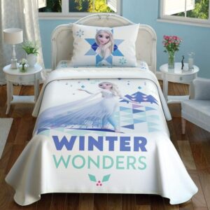Літній односпальний комплект з покривалом-піке TAC Frozen2 Wonders / простирадло на резинці