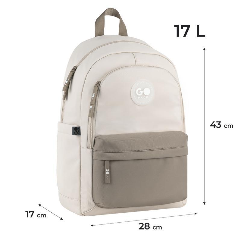 Рюкзак GoPack Education Teens GO26-141L-1 бежевий, коричневий + олівці Kite 18кол. - Зображення 3