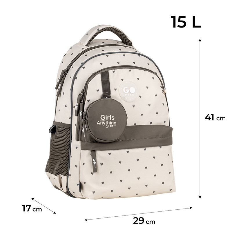 Рюкзак GoPack Education GO26-182M-3 Beige Polka Dots + олівці Kite 18кол. - Зображення 3
