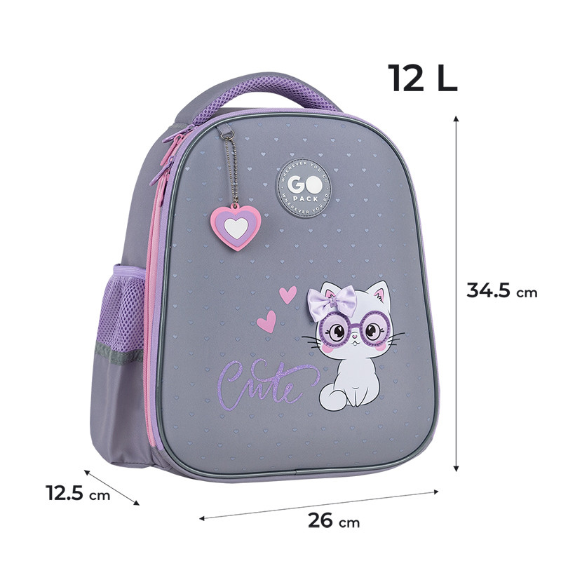 Рюкзак GoPack Education напівкаркасный GO26-165S-3 Cute Cat + олівці Kite 18кол. - Зображення 3