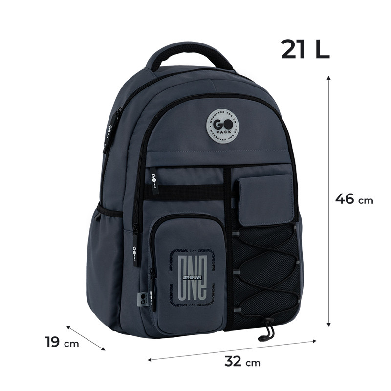 Рюкзак GoPack Education Teens GO26-184L-4 темно-сірий + олівці Kite 18кол. - Зображення 3