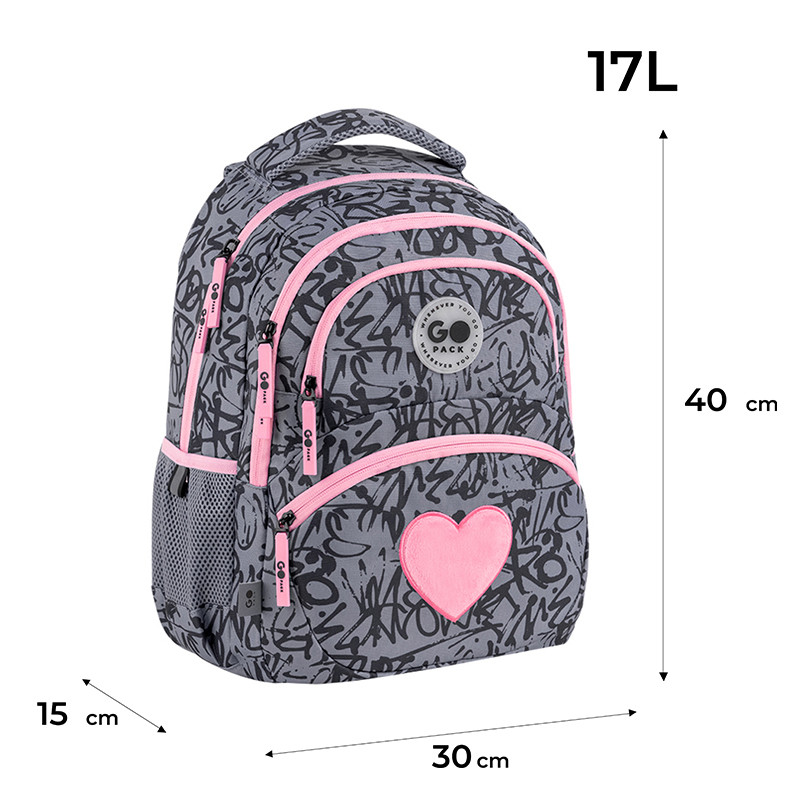 Рюкзак GoPack Education GO26-175M-4 Fluffy Heart + олівці Kite 18кол. - Зображення 3