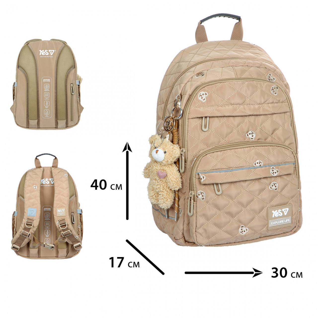 Рюкзак YES TS-47M шкільний Bear Friend 550307 + пляшка для води 550мл. - Зображення 2
