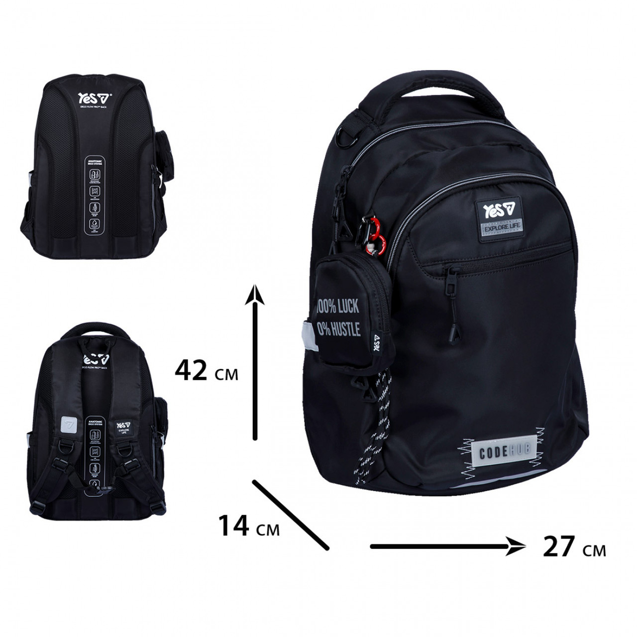 Рюкзак YES TS-54M шкільний Code Hub 550331+ пляшка для води 550мл. - Зображення 2